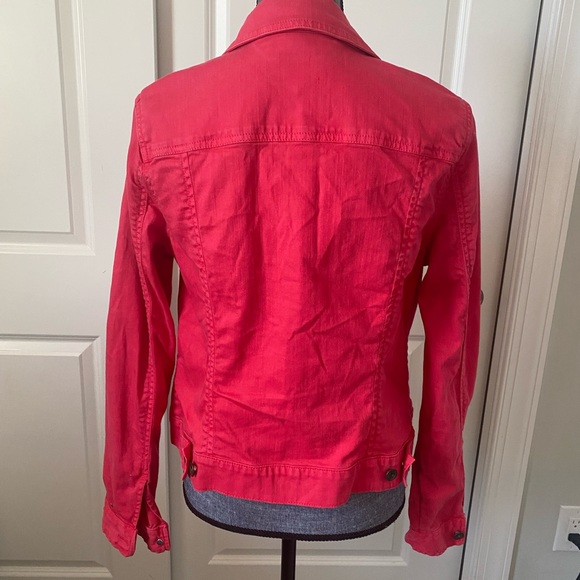 Tommy Hilfiger Women’s Pink Denim Jeans Trucker Cotton Jacket Button Front Sz M - Picture 5 of 14